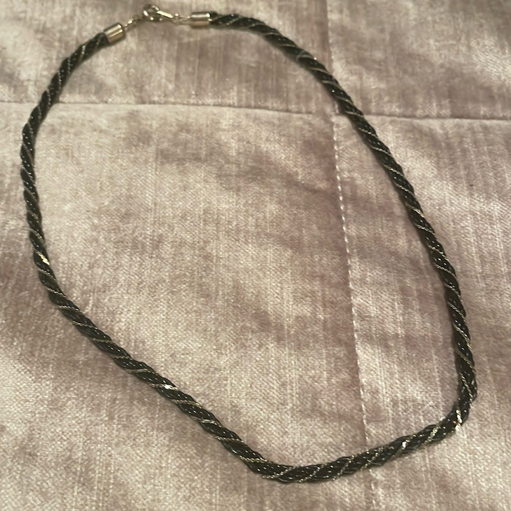 15” Black & Silver Rope Chain Choker Necklace
